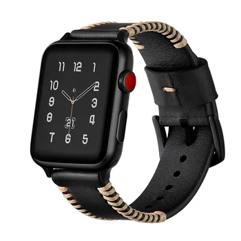 

Leather Strap For Apple watch 4 5 44mm 40mm Hand-stitched leather watchband Bracelet For Iwatch 3 2 1 38mm 42mm Smart watch belt