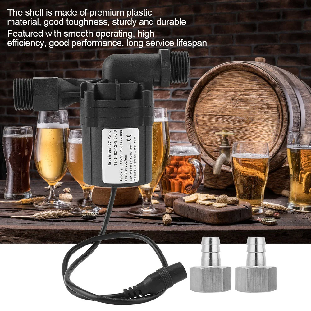 Stainless Steel DC 12V 18W Brewing Homebrew Pump Circulation Brushless Beer Pumps High Temperature Home Brewing