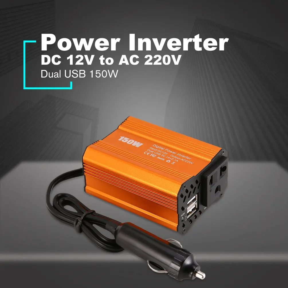 Двойной USB 150 Вт DC 12 В в AC 220 В DC В AC портативный автомобильный инвертор зарядное устройство конвертер адаптер Модифицированная синусоида