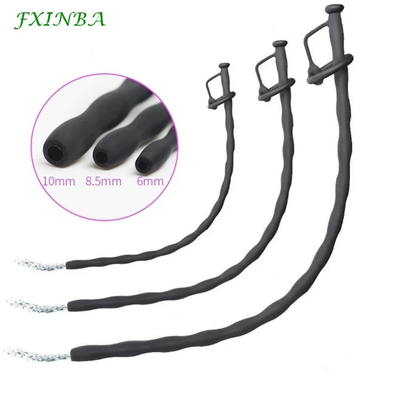 FXINBA Silicone Hollow Urethral Sound Dilator Male Penis Plug Urethra Catheter Stimulator Masturbator Adult Sex Toy For Men silicone urethral dilator,urethral dilator
