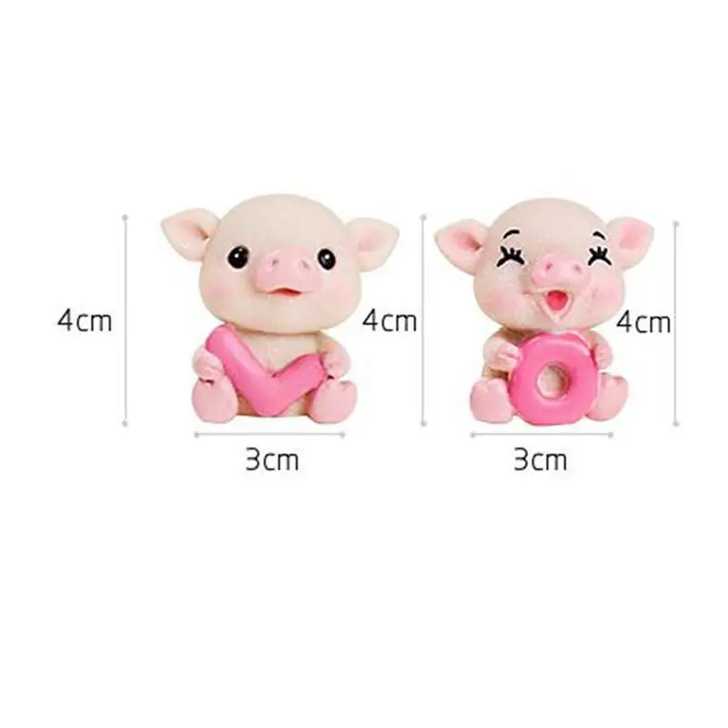 4PCS/Set Car Interior Decoration Car Ornaments Cute Cartoon Pig Shape Doll Love Letter Resin