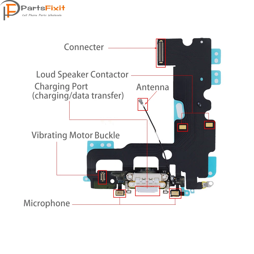 5pcs Charging Flex For IP7 USB Charger Port Dock Connector With Mic Flex Cable for iP Headphone Jack Flex Original Quality