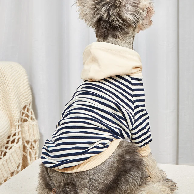 Pet clothes French Bulldog winter warm pet coat stripe Hoodie dog jacket cat dog clothing Chihuahua small and medium dog clothes 2