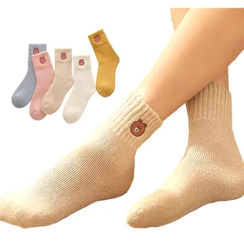 

Women's Winter Cartoon Plus Velvet Thick Warm Cotton Socks Harajuku Japanese Multicolor Cute Sweet Warm Terry Funny Happy Socks