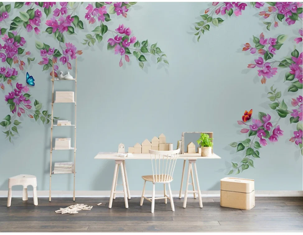 Custom photo wallpaper mural hand-painted flowers and birds wall covering background wall decoration painting