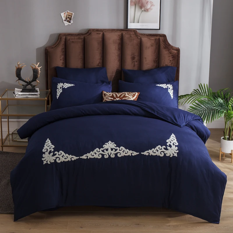 ALANNA bedding set Pure color Flowers European style Pure cotton Embroidery Bed sheet, quilt cover pillowcase 6pcs new product