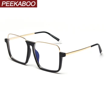 

Peekaboo blue light protection glasses square male oversized metal half frame tablet computer women eye glasses semi-rimless