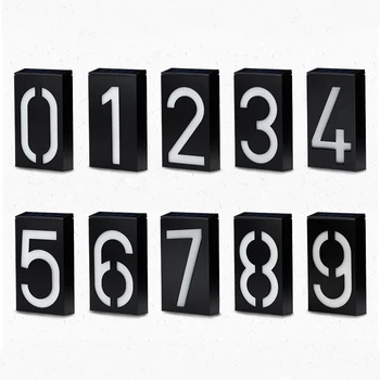 

Solar Powered Outdoor Doorplate Lighting Modern House Number Hotel Home Door Number Address Plaque light for Address Sign 0-9