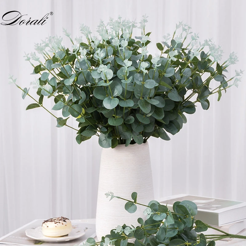 

Green Artificial Leaves Large Eucalyptus Leaf Plants Wall Material Decorative Fake Plants For Home Shop Garden Party Decor
