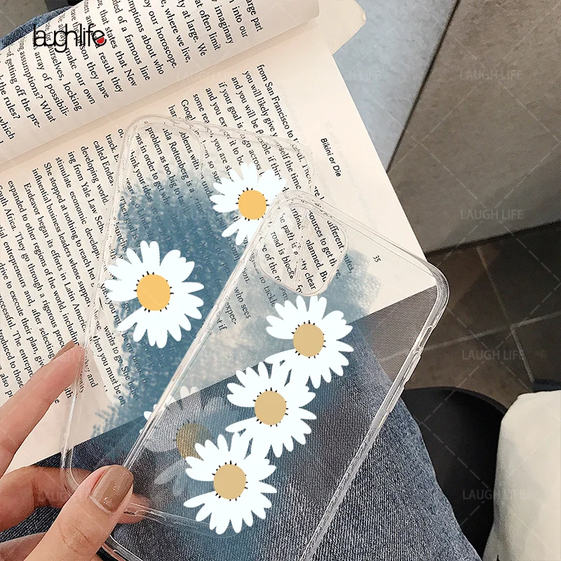 

Transparent Flowers Shockproof Phone Case For iPhone 11 Pro X XR XS Max 7 8 6 S Plus Art Chrysanthemum Clear Soft TPU Back Cover