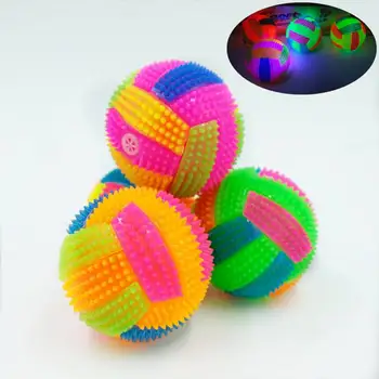 

1pc Lighting Dog Toy Rubber Balls Dog Cat Pet Squeaky Toys Soft Rubber Pet Dog Chewing Toy Elastic Hedgehog Ball Puppy Toy