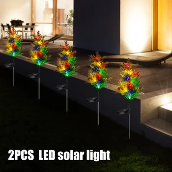 

2pcs Outdoor Waterproof Cypress Tree Decorative Easy Install Lawn Front Door Path Yard Fence PC Garden Landscape LED Solar Lamp