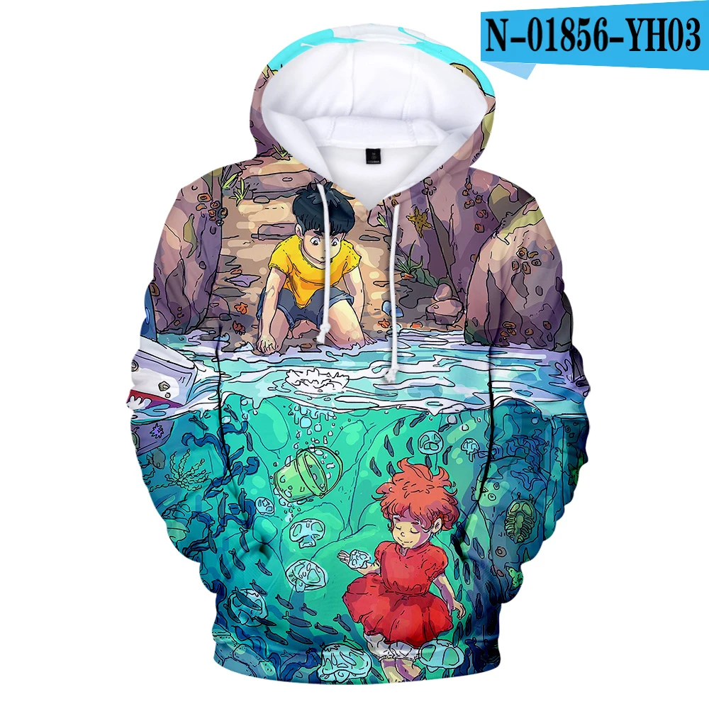  Anime Ponyo on the Cliff 3D Hoodies kids/men/women Hot sale sweatshirt Cartoon Ponyo on the Cliff 3