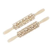 3D Рождественская тисненая скалка для Хэллоуина деревянная булавка для украшения для выпечки выгравированный ролик для приготовления печенья