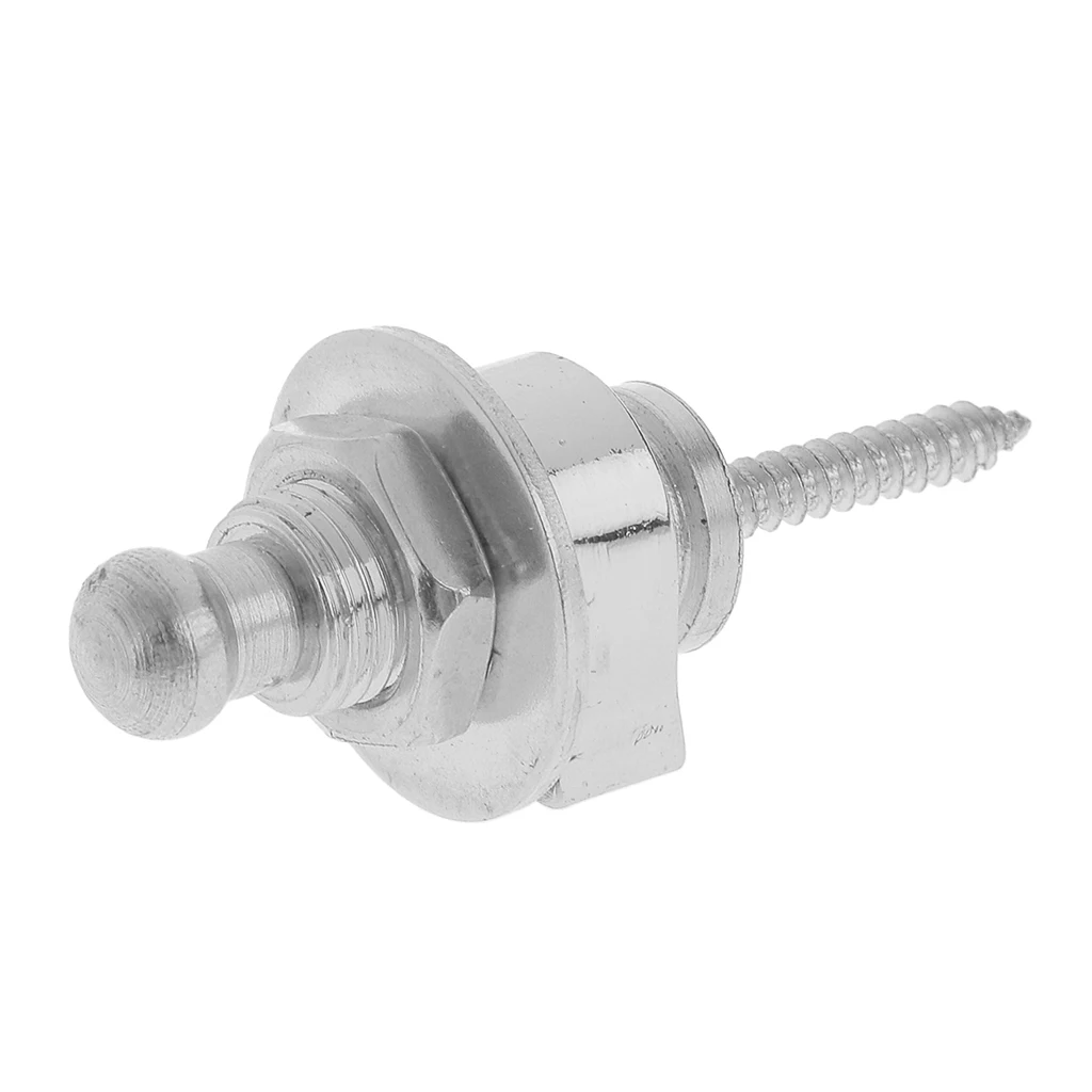 Alloy Skidproof Belt Button Strap Lock Silver for Electric Guitar & Bass