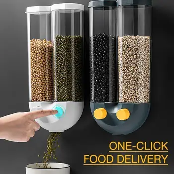 

Push-type Wall-mounted Grain Storage Tank Kitchen Wall-Mounted Storage Box Grain Storage Tank Sealed Cans Manual Cereal