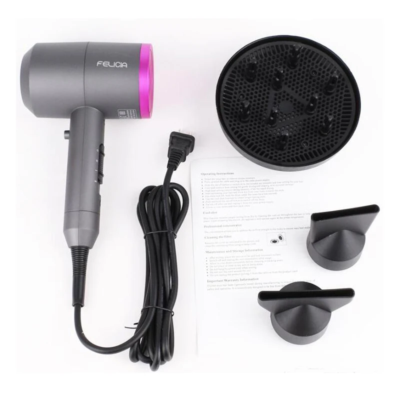 

FELICIA Supersonic Hair Dryer Iron Professional Hair Care Tools with Strong Wind Quick Dry Hair Dryer Salon US EU Plug