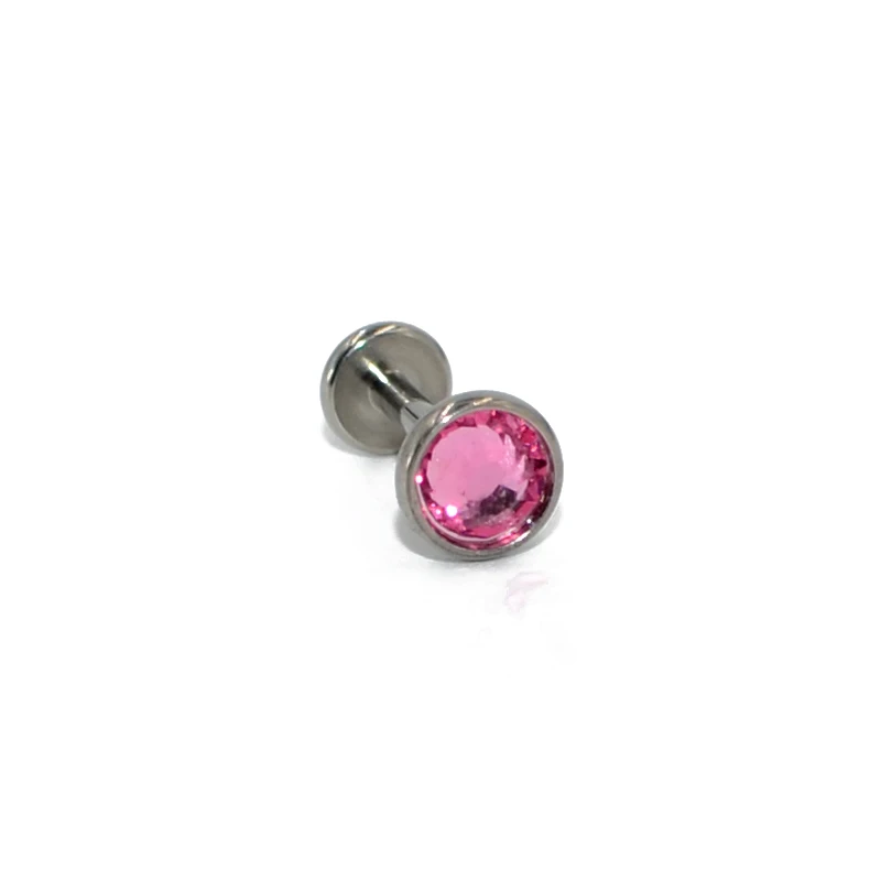 1PC 16G Cartilage Helix Earring G23 Titanium Flat CZ Gem Internally Threaded Labret Stud Ear Tragus  Fashion Body Piercing Jewel 