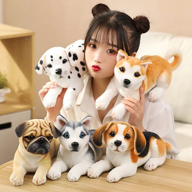 Realistic Dogs Plush Toys - Husky / Shiba Inu / Dalmatian / Pug / Migr -  Furvenzy