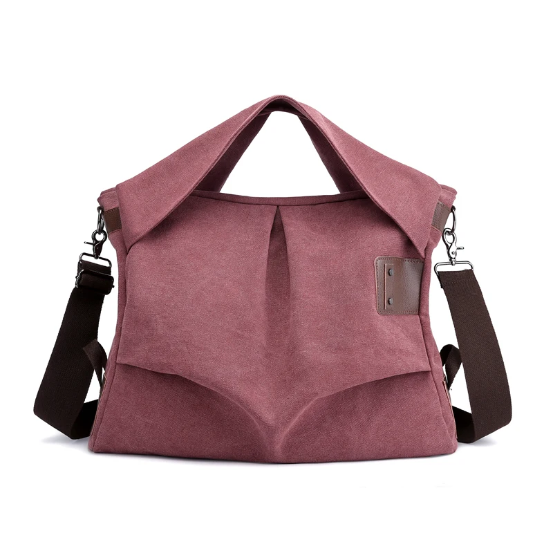 High Quality Canvas Women Handbag Casual Large Capacity Hobos Crossbody Bag Female Tote Trapeze Ruched Solid Shoulder Bag