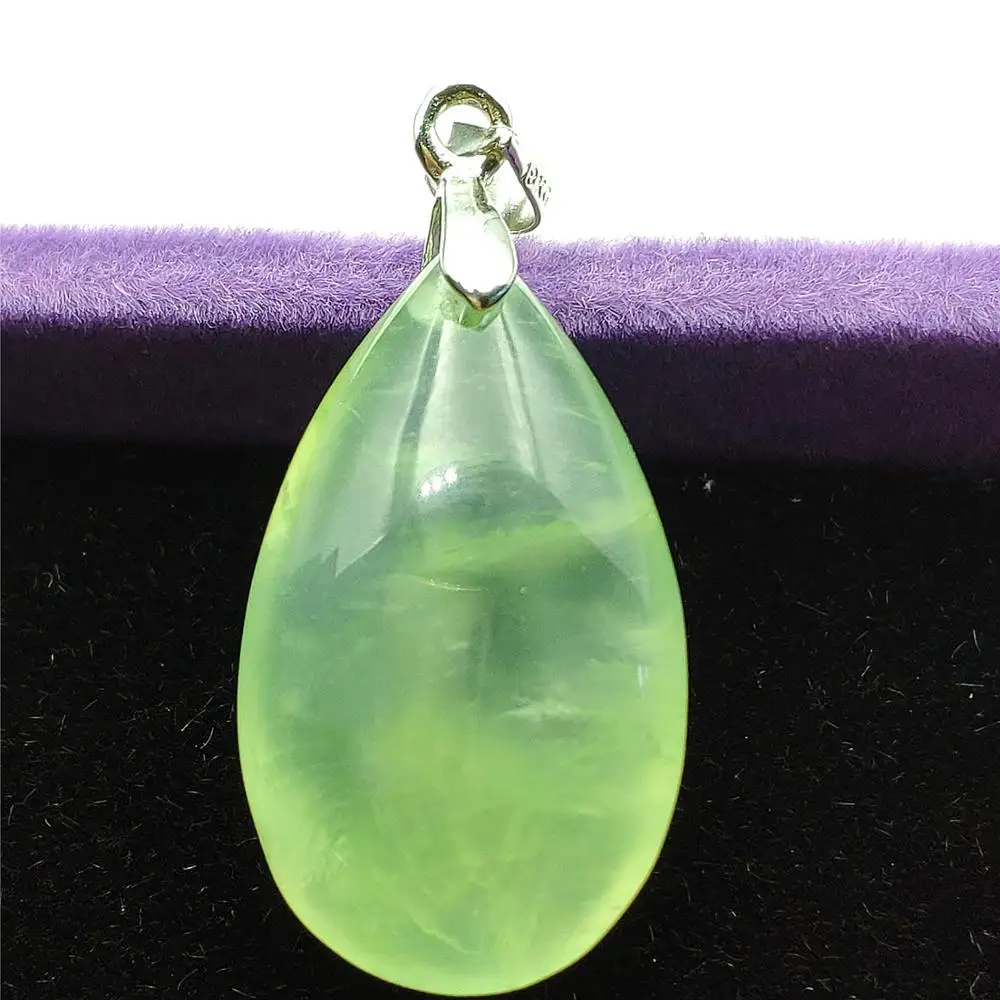 

Genuine Natural Green Prehnite Water Drop Women Pendant 27x16x9mm Gemstone Clear Bead Bead Love Gift Crystal Healing AAAAA