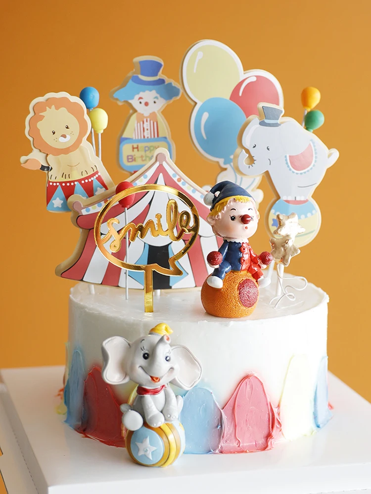 Topper de gâteau boule d'éléphant de clown de LYus, décoration d