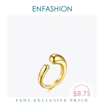 

ENFASHION Punk Simple Rings For Women Minimalist Stainless Steel Open Gold color Ring Fashion Jewelry Gifts 2020 Anillos R204044