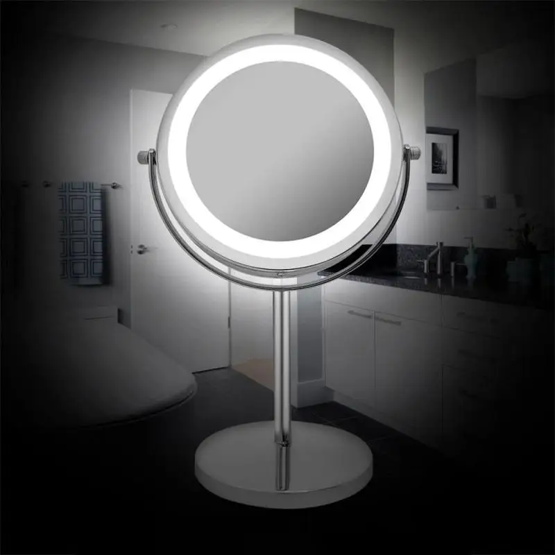 10X7InchLEDMakeupMirrorWithLight360DegreeRotatingDouble