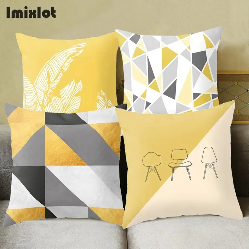 Car Seat Waist Cushion Cover Sofa Decorative Abstract Map Striped Geometric Printed Polyester Throw Pillow Home Decor Pillowcase