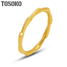 

TOSOKO Stainless Steel Jewelry Geometric Knuckle Ring Female Hip Hop 18K Gold Plated Ring BSA317