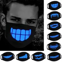 Маска для рта с рисунком зубов, модная, светится в темноте, дышащая, противопылевая маска, маска для лица, маска для рта, аксессуары для одежды унисекс