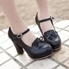 Japanese Sweet Lolita Shoes Elegant Vintage Princess Bowknot Korean Harajuku Style Heavy-Bottomed High-heeled Lolita Shoes ► Photo 2/5