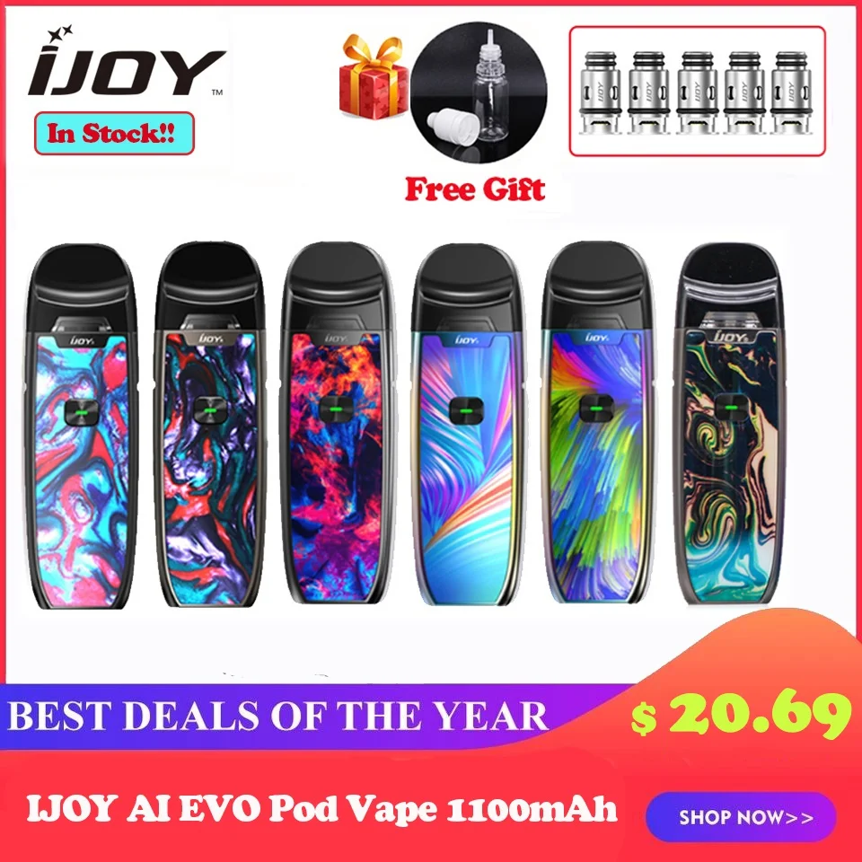 Электронная сигарета Cleanrance IJOY AI EVO Resin Pod стартовый набор 1100 мАч 20 Вт с картриджем 2