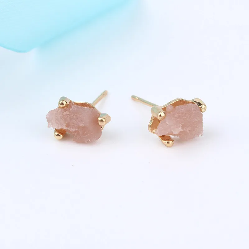 Simple Little Cute Bijoux Female Piercing Earrings For Women Jewelry Trendy Irregular Druzy Resin Small Stud Earrings Gift J101 (5)