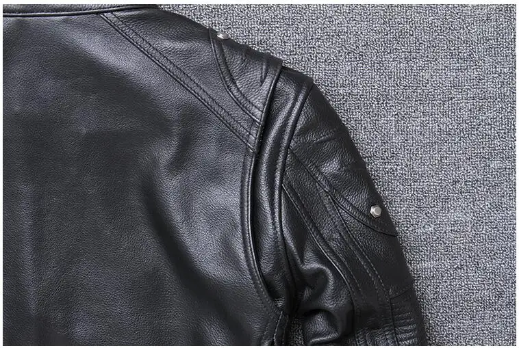 Черная Мужская Американская мотоциклетная кожаная куртка размера плюс XXXXXL из натуральной воловьей кожи русские облегающие байкерские кожаные пальто
