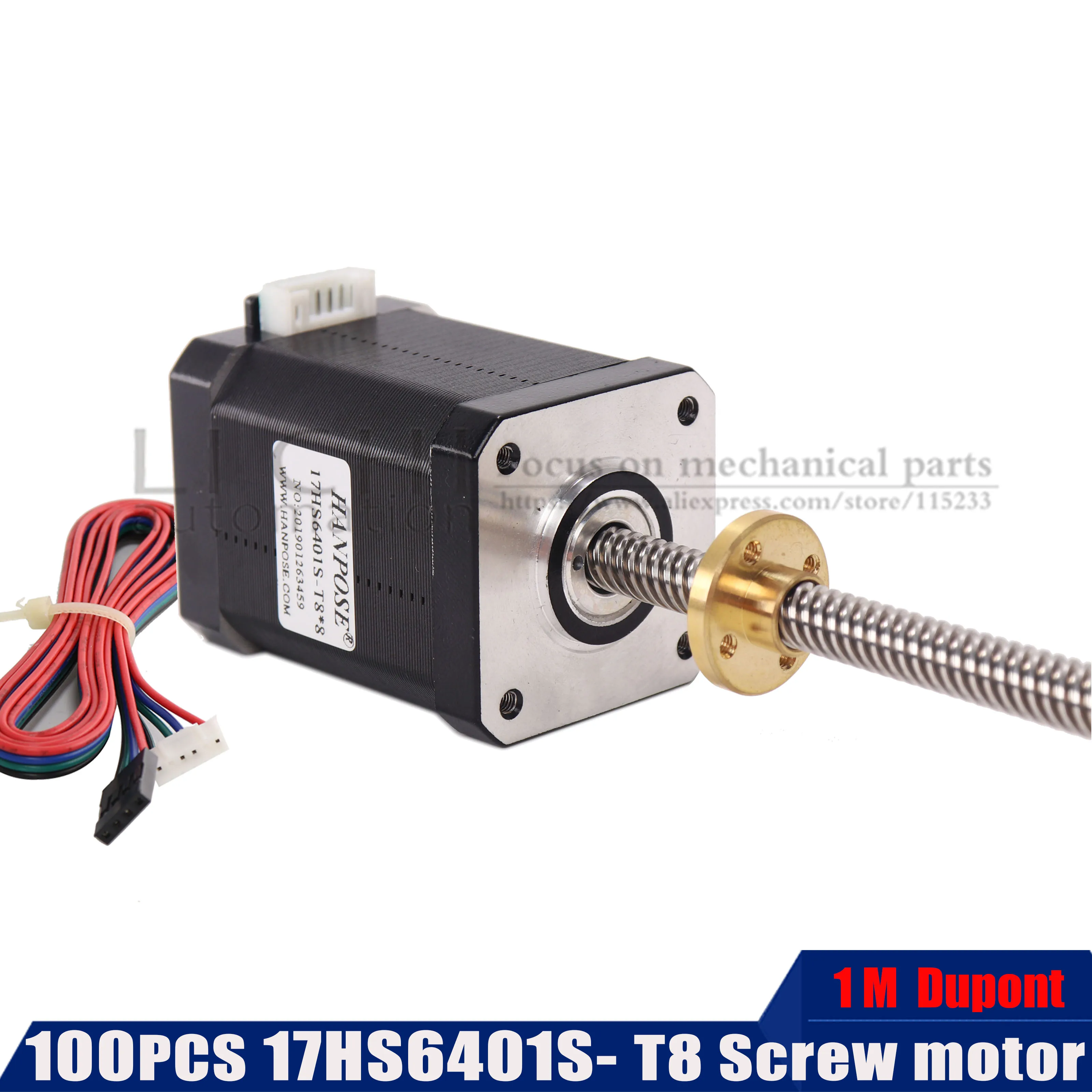 100PCS 4-lead stepper motor nema17 with T8 screw 17hs6401S 1.8A lead 2/4/8mm 310mm
