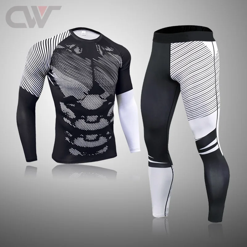 Track suit Men Sports Thermal underwear Top Warm Sweat suit Running Leggings  Winter First layer rashguard Compression sportswear - AliExpress