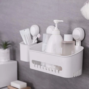

Hot Suction Cup Pack Of 3 Shower Caddy & Soap Holder & Toothbrush Holder Removable Bathroom Organizer Set Powerful Heavy Dut