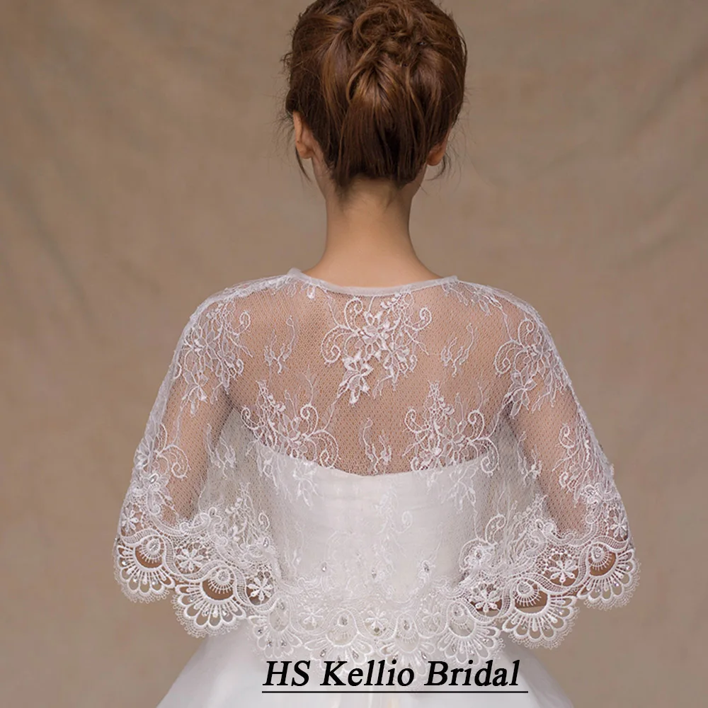 Beautiful Lace Wedding Bolero Crystals Trim Fashion Bridal Jackets Short