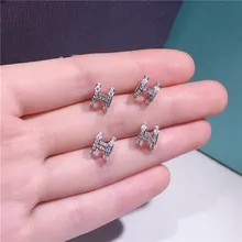 Модные серьги-гвоздики из стерлингового серебра S925 пробы с буквой в форме буквы «H», циркониевые сережки Solis из серебра ААА для женщин и девушек, ювелирные изделия для свадебной вечеринки