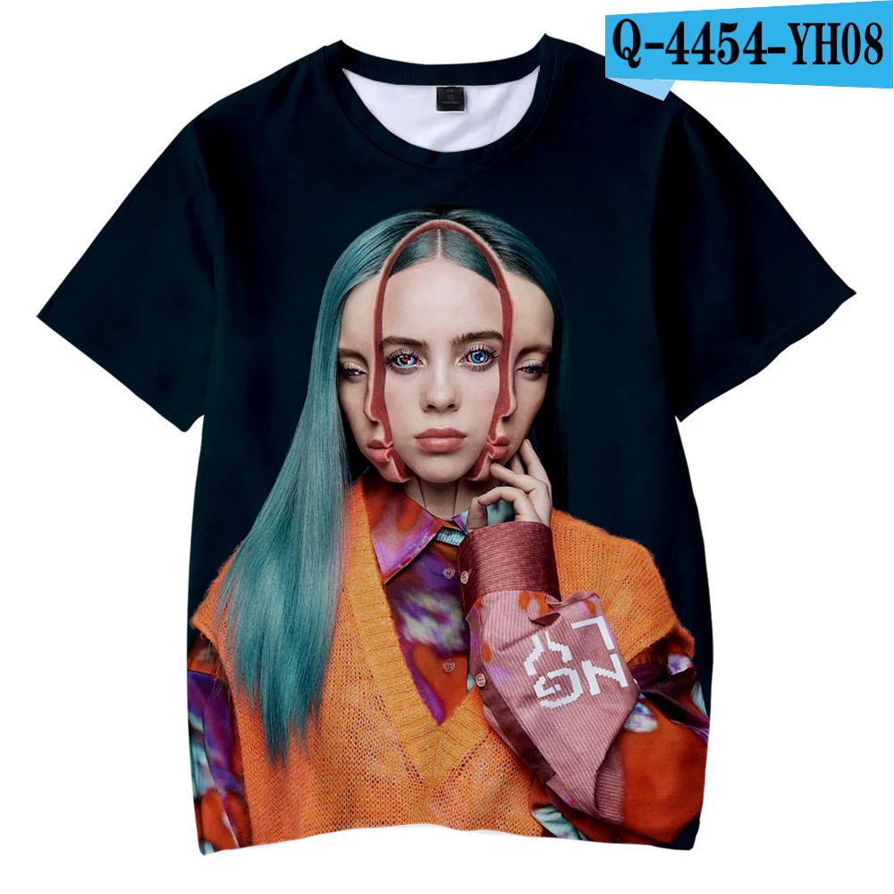 Billie Eilish/детская футболка; Новая модная футболка с 3D принтом; хлопковая Футболка с круглым вырезом для мальчиков и девочек; Летняя Повседневная футболка с короткими рукавами - Цвет: 5