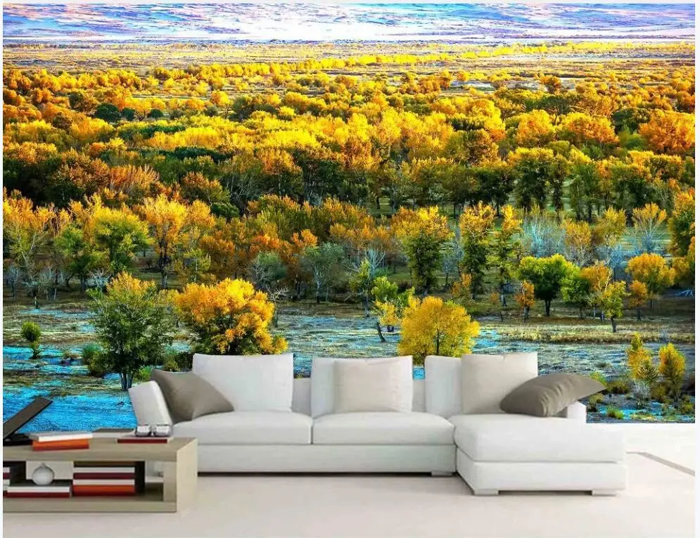 

Custom photo 3d wallpaper Modern autumn forest yellow landscape living room home decor 3d wall murals wallpaper for walls 3 d