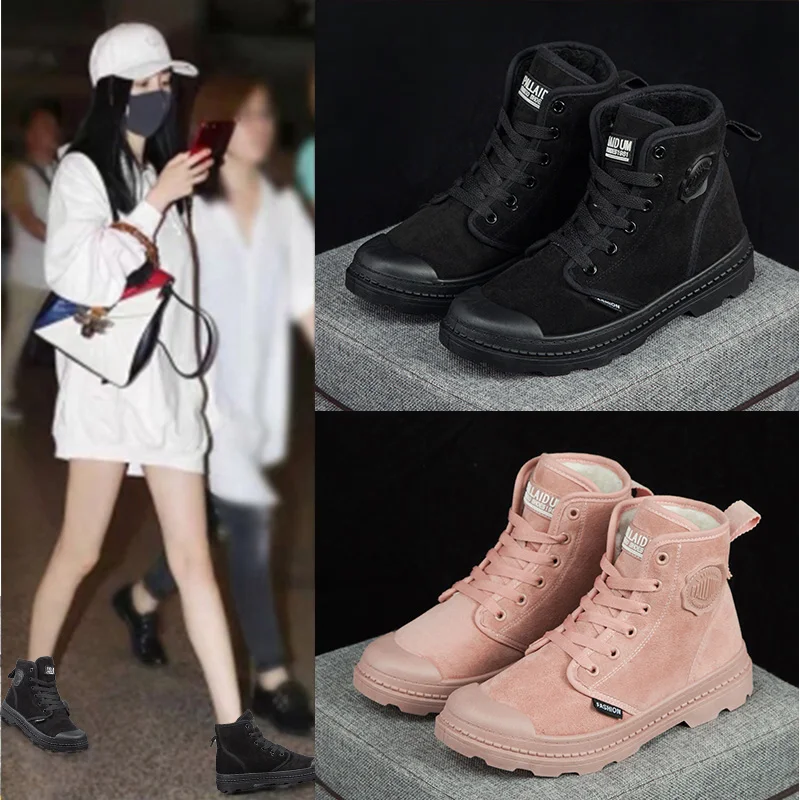 

2019 autumn and winter new big cotton winter soft bottom baotou net red Martin boots student high shoes snow boots comfortable w