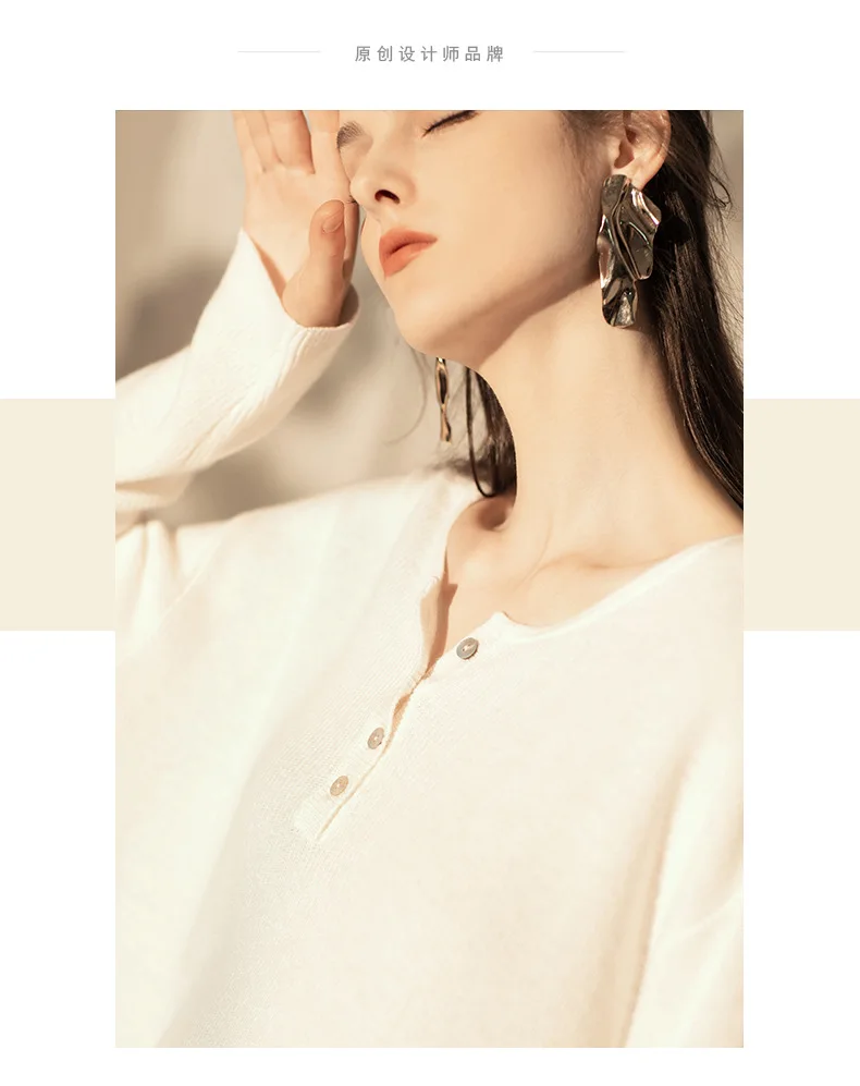 LZJN 2019 New Women Sweater Button Round Neck Women Basic Loose Knitted Pullover Women Sweaters And Pullovers Knit Jumper (7)