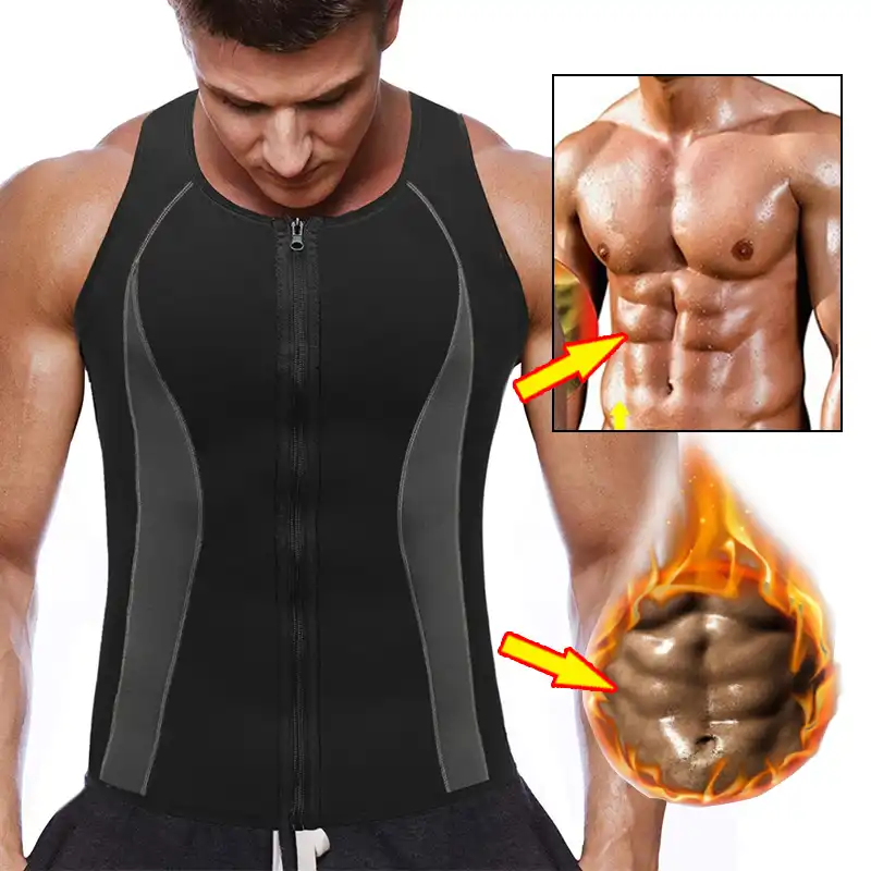 Black S 3xl Zipper Men Waist Trainer Vest For Weight Loss Neoprene Corset Body Shaper Sauna Sweat Tank Top Workout Shaper Shapers Aliexpress