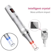 DARSONVAL usb зарядка Серебряная ручка 2 цвета Led для лица Интеллектуальный Кристалл картридж винт dr Micro Needling тату-машина ручка