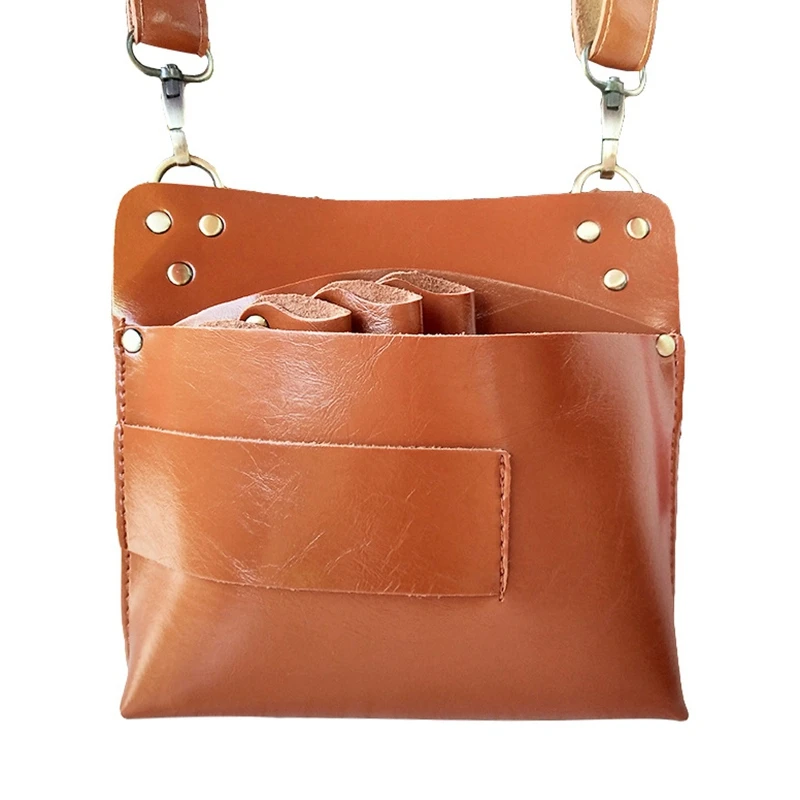 

ABZC-PU Leather Hair Scissors Bag Waterproof Barber Scissor Pouch Crease Resistant Hairdressing Pocket Large Capacity Hairdresse