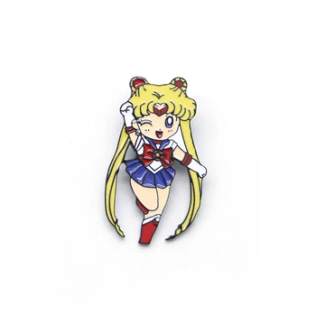 

20pcs/lot Sailor Moon Collector Brooch for Boy Girl Lapel Enamel Pin Hat /bag Denim Jacket Pins Customized Oil Drop Badge S122