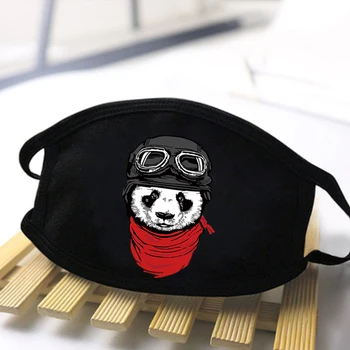 

Cute Panda Printing Masks High Quality Cartoon Animal Washable Breathable Mouth Muffles Black Warm Winter Autumn Dustproof Masks
