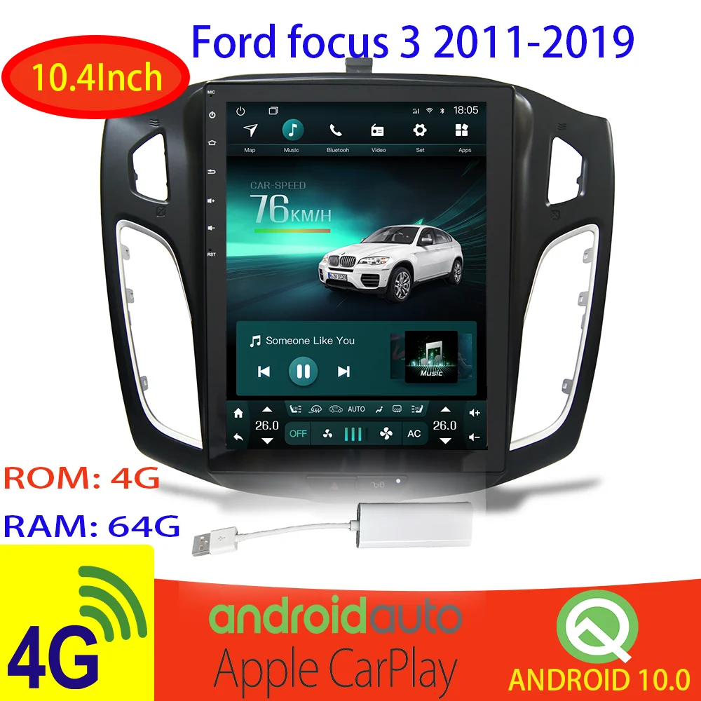 Мультимедийный видеоплеер навигация gps android 10 авто радио tesla экран ford focus 3 mk3 pantalla